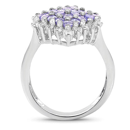 2.40 Carat Genuine Tanzanite and White Topaz .925 Sterling Silver Ring by Bids.com