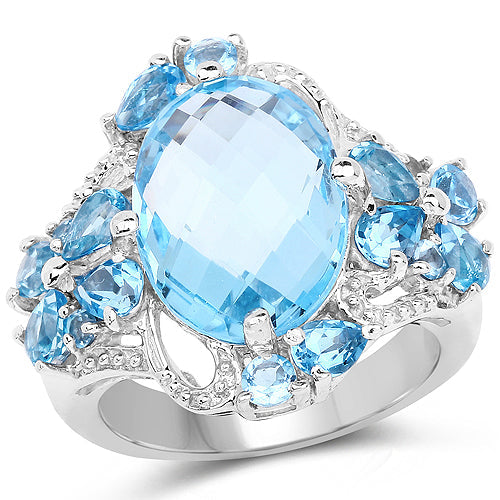 9.50 Carat Genuine Blue Topaz and Swiss Blue Topaz .925 Sterling Silver Ring by Bids.com