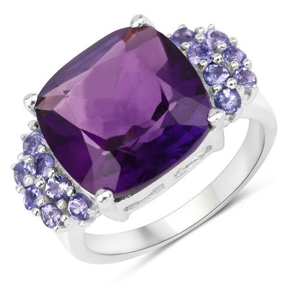 6.34 Carat Genuine Amethyst and Tanzanite .925 Sterling Silver Ring by Bids.com