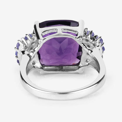 6.34 Carat Genuine Amethyst and Tanzanite .925 Sterling Silver Ring by Bids.com