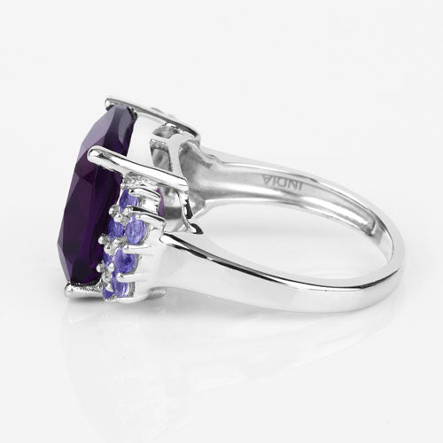 6.34 Carat Genuine Amethyst and Tanzanite .925 Sterling Silver Ring by Bids.com