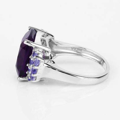6.34 Carat Genuine Amethyst and Tanzanite .925 Sterling Silver Ring by Bids.com