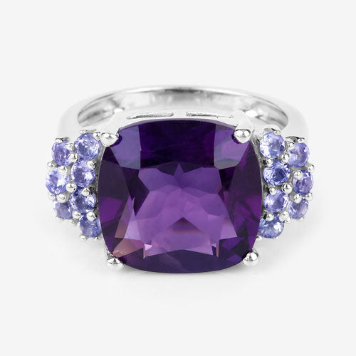 6.34 Carat Genuine Amethyst and Tanzanite .925 Sterling Silver Ring by Bids.com