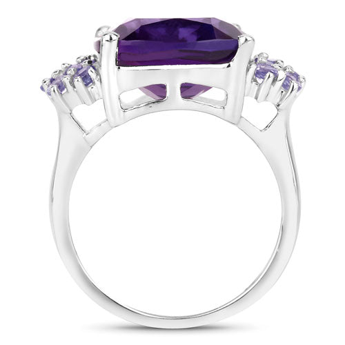 6.34 Carat Genuine Amethyst and Tanzanite .925 Sterling Silver Ring by Bids.com