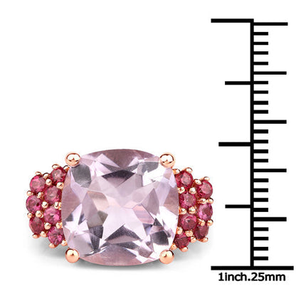 5.90 Carat Genuine Pink Amethyst and Rhodolite .925 Sterling Silver Ring  DestGlow