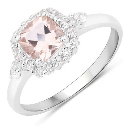 1.17 Carat Genuine Morganite and White Zircon .925 Sterling Silver Ring by Bids.com