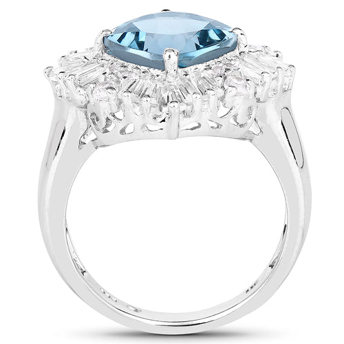 5.19 Carat Genuine London Blue Topaz &amp; White Topaz .925 Sterling Silver Ring by Bids.com