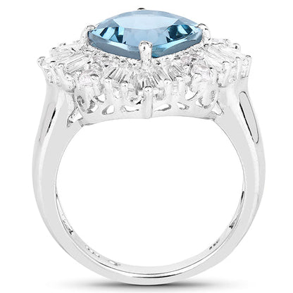 5.19 Carat Genuine London Blue Topaz &amp; White Topaz .925 Sterling Silver Ring by Bids.com