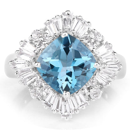5.19 Carat Genuine London Blue Topaz &amp; White Topaz .925 Sterling Silver Ring by Bids.com