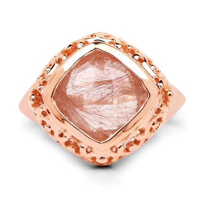 14K Rose Gold Plated 3.25 Carat Genuine Pink Rutile .925 Sterling Silver Ring by Bids.com