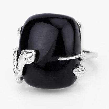 21.04 Carat Genuine Black Onyx and White Topaz .925 Sterling Silver Ring by Bids.com