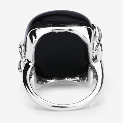 21.04 Carat Genuine Black Onyx and White Topaz .925 Sterling Silver Ring by Bids.com