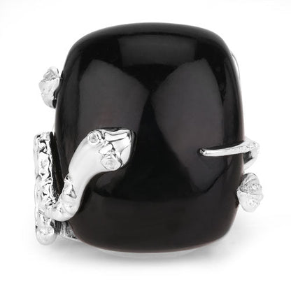 21.04 Carat Genuine Black Onyx and White Topaz .925 Sterling Silver Ring by Bids.com