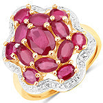 14K Yellow Gold Plated 4.18 Carat Genuine Glass Filled Ruby .925 Sterling Silver Ring by Bids.com