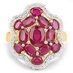 14K Yellow Gold Plated 4.18 Carat Genuine Glass Filled Ruby .925 Sterling Silver Ring by Bids.com