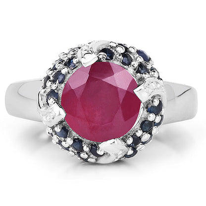 3.70 Carat Glass Filled Ruby and Blue Sapphire .925 Sterling Silver Ring by Bids.com
