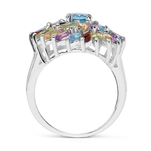 3.70 Carat Genuine Multi Stone .925 Sterling Silver Ring by Bids.com