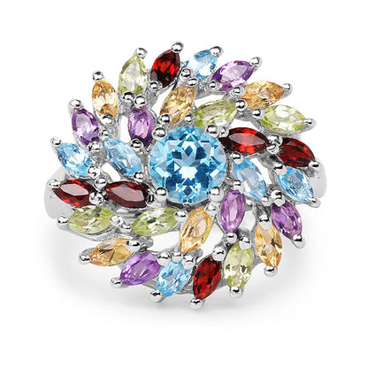 3.70 Carat Genuine Multi Stone .925 Sterling Silver Ring by Bids.com