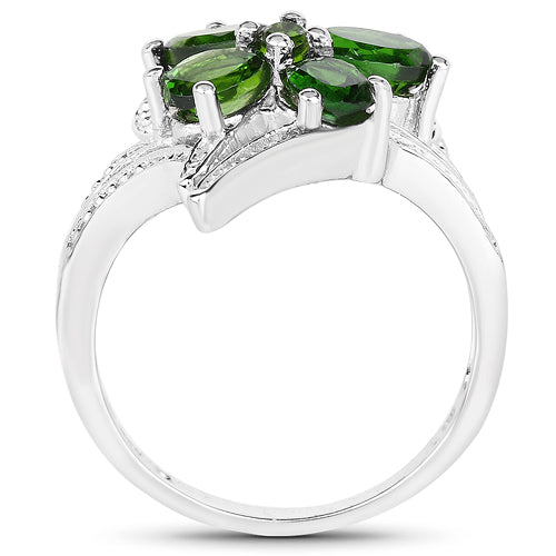 1.64 Carat Genuine Chrome Diopside .925 Sterling Silver Ring  DestGlow