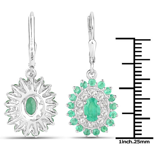 6.53 Carat Genuine Zambian Emerald and White Topaz .925 Sterling Silver 3 Piece Jewelry Set (Ring, Earrings, and Pendant w/ Chain) by Bids.com