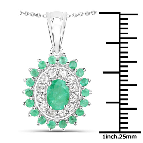 6.53 Carat Genuine Zambian Emerald and White Topaz .925 Sterling Silver 3 Piece Jewelry Set (Ring, Earrings, and Pendant w/ Chain) by Bids.com
