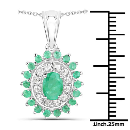 6.53 Carat Genuine Zambian Emerald and White Topaz .925 Sterling Silver 3 Piece Jewelry Set (Ring, Earrings, and Pendant w/ Chain) by Bids.com