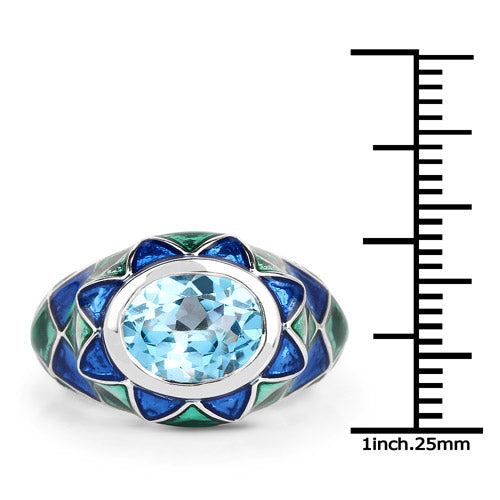3.25 Carat Genuine Swiss Blue Topaz .925 Sterling Silver Ring by Bids.com