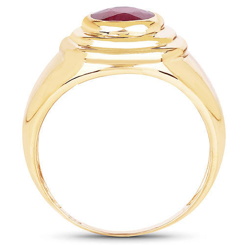 14K Yellow Gold Plated 1.65 Carat Genuine Glass Filled Ruby .925 Sterling Silver Ring by Bids.com