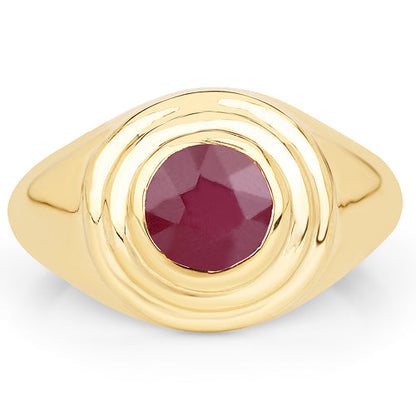 14K Yellow Gold Plated 1.65 Carat Genuine Glass Filled Ruby .925 Sterling Silver Ring by Bids.com