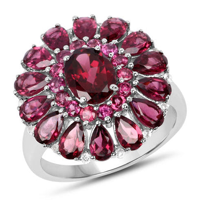 6.19 Carat Genuine Rhodolite and White Topaz .925 Sterling Silver Ring by Bids.com