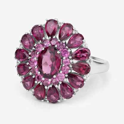 6.19 Carat Genuine Rhodolite and White Topaz .925 Sterling Silver Ring by Bids.com