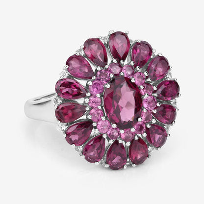 6.19 Carat Genuine Rhodolite and White Topaz .925 Sterling Silver Ring by Bids.com