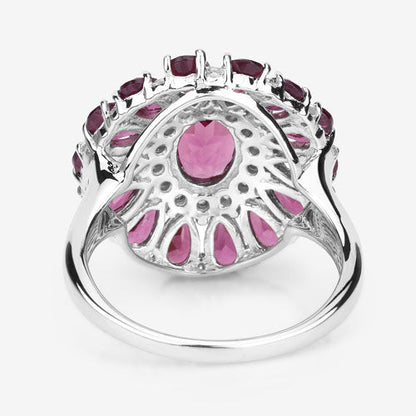 6.19 Carat Genuine Rhodolite and White Topaz .925 Sterling Silver Ring by Bids.com