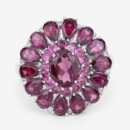 6.19 Carat Genuine Rhodolite and White Topaz .925 Sterling Silver Ring by Bids.com