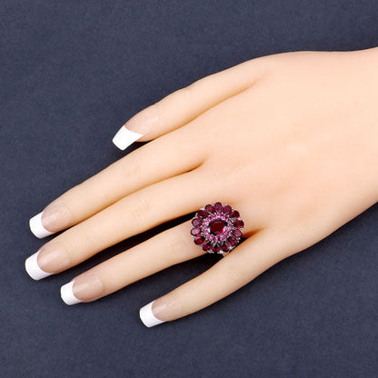 6.19 Carat Genuine Rhodolite and White Topaz .925 Sterling Silver Ring by Bids.com