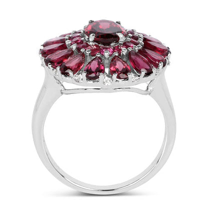 6.19 Carat Genuine Rhodolite and White Topaz .925 Sterling Silver Ring by Bids.com