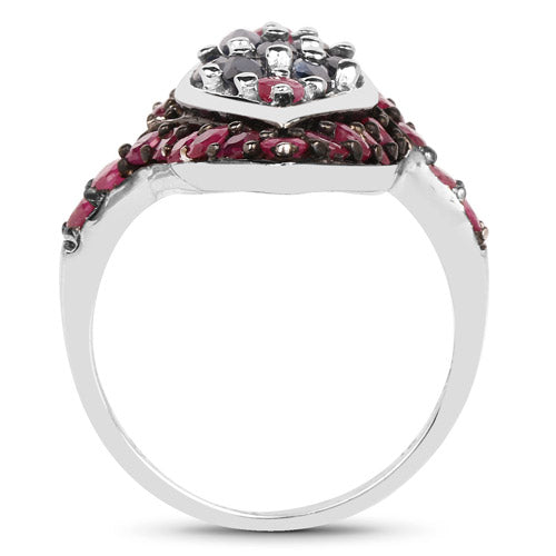 1.77 Carat Genuine Blue Sapphire and Ruby .925 Sterling Silver Ring by Bids.com