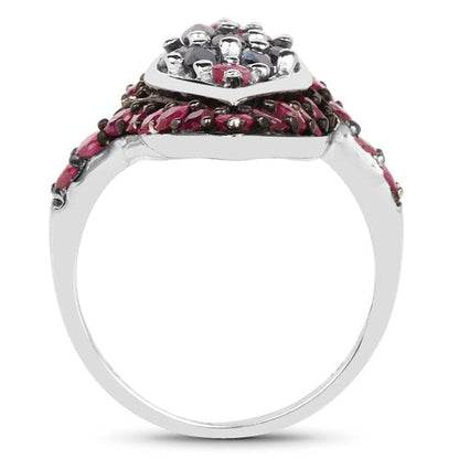 1.77 Carat Genuine Blue Sapphire and Ruby .925 Sterling Silver Ring by Bids.com