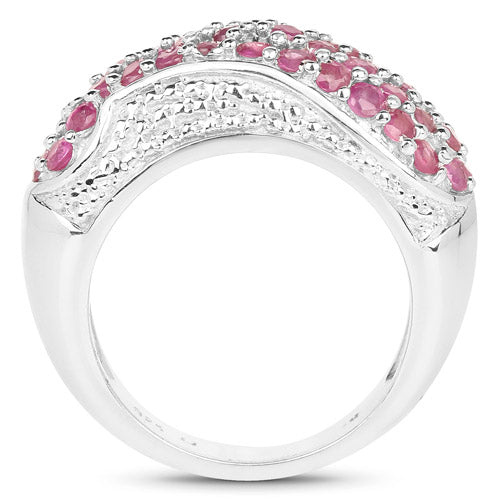 1.81 Carat Genuine Ruby and White Zircon .925 Sterling Silver Ring by Bids.com
