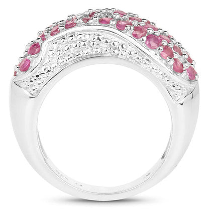 1.81 Carat Genuine Ruby and White Zircon .925 Sterling Silver Ring by Bids.com