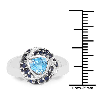 1.61 Carat Genuine Swiss Blue Topaz &amp; Blue Sapphire .925 Sterling Silver Ring by Bids.com