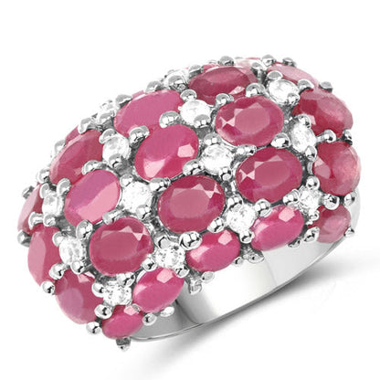 8.54 Carat Glass Filled Ruby and White Topaz .925 Sterling Silver Ring by Bids.com