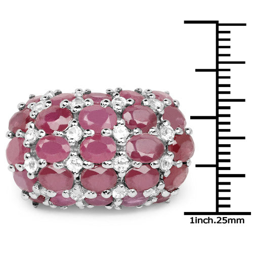 8.54 Carat Glass Filled Ruby and White Topaz .925 Sterling Silver Ring by Bids.com