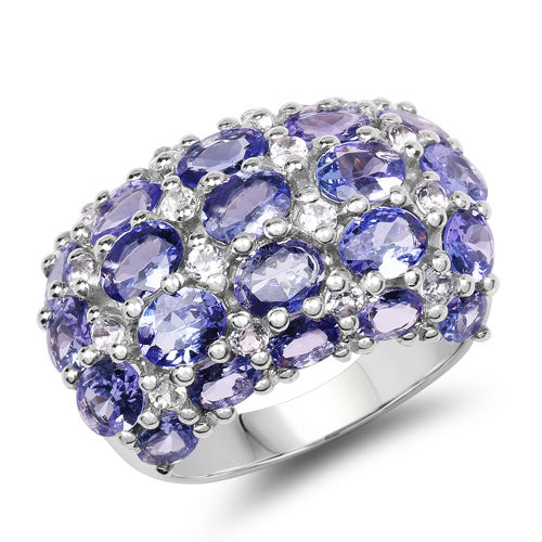 7.29 Carat Genuine Tanzanite and White Topaz .925 Sterling Silver Ring by Bids.com