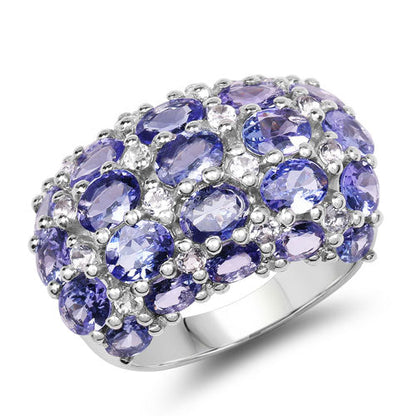 7.29 Carat Genuine Tanzanite and White Topaz .925 Sterling Silver Ring by Bids.com