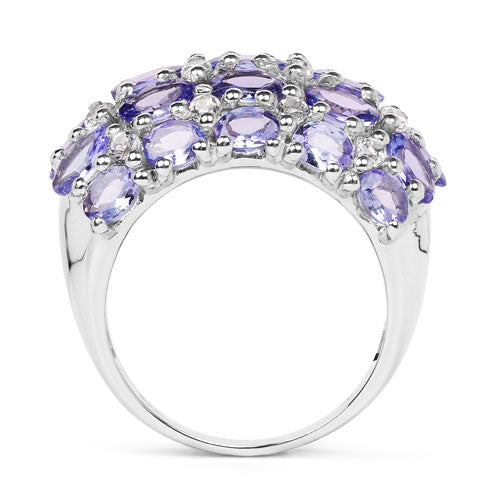 7.29 Carat Genuine Tanzanite and White Topaz .925 Sterling Silver Ring by Bids.com