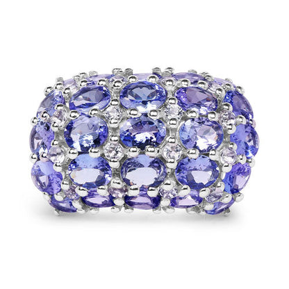 7.29 Carat Genuine Tanzanite and White Topaz .925 Sterling Silver Ring by Bids.com