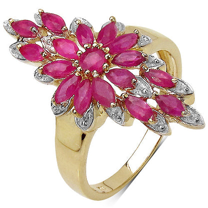 14K Yellow Gold Plated 2.04 Carat Genuine Ruby .925 Sterling Silver Ring by Bids.com