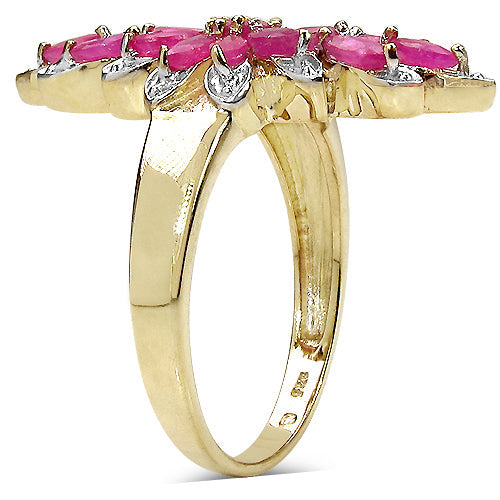 14K Yellow Gold Plated 2.04 Carat Genuine Ruby .925 Sterling Silver Ring by Bids.com