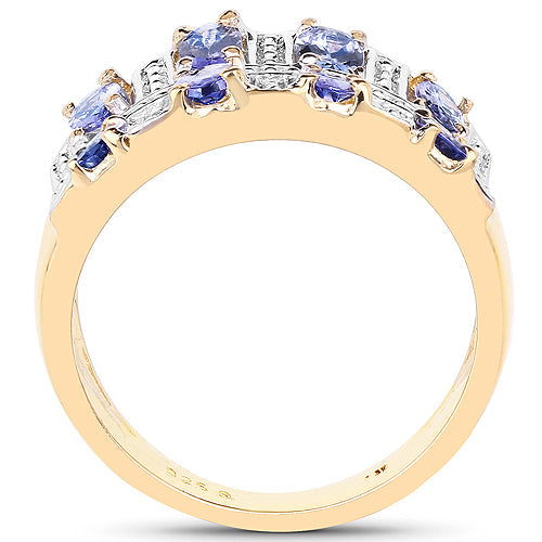 14K Yellow Gold Plated 1.68 Carat Genuine Tanzanite .925 Sterling Silver Ring by Bids.com